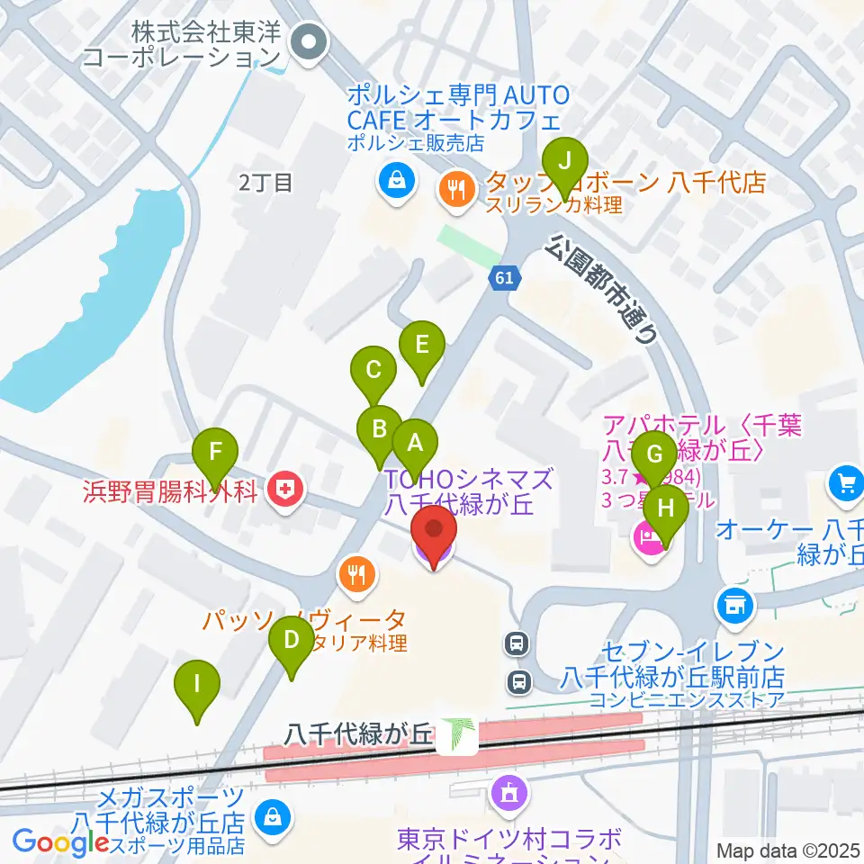 TOHOシネマズ八千代緑が丘周辺の駐車場・コインパーキング一覧地図