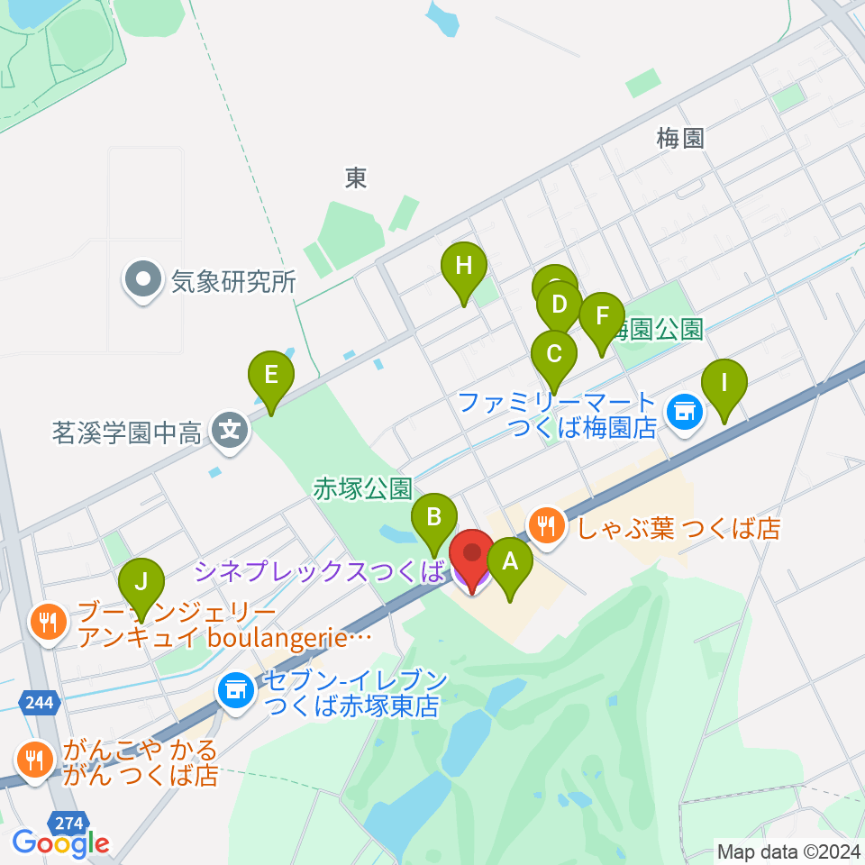 シネプレックスつくば周辺の駐車場・コインパーキング一覧地図