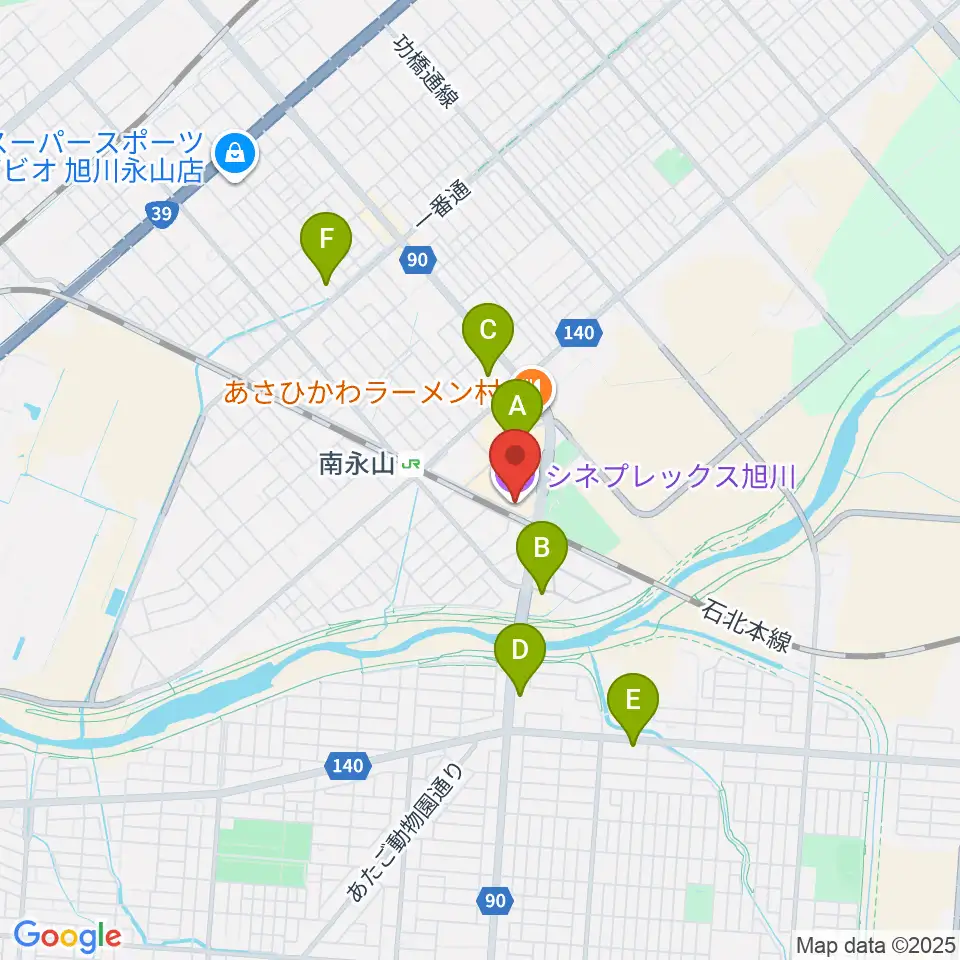 シネプレックス旭川周辺の駐車場・コインパーキング一覧地図