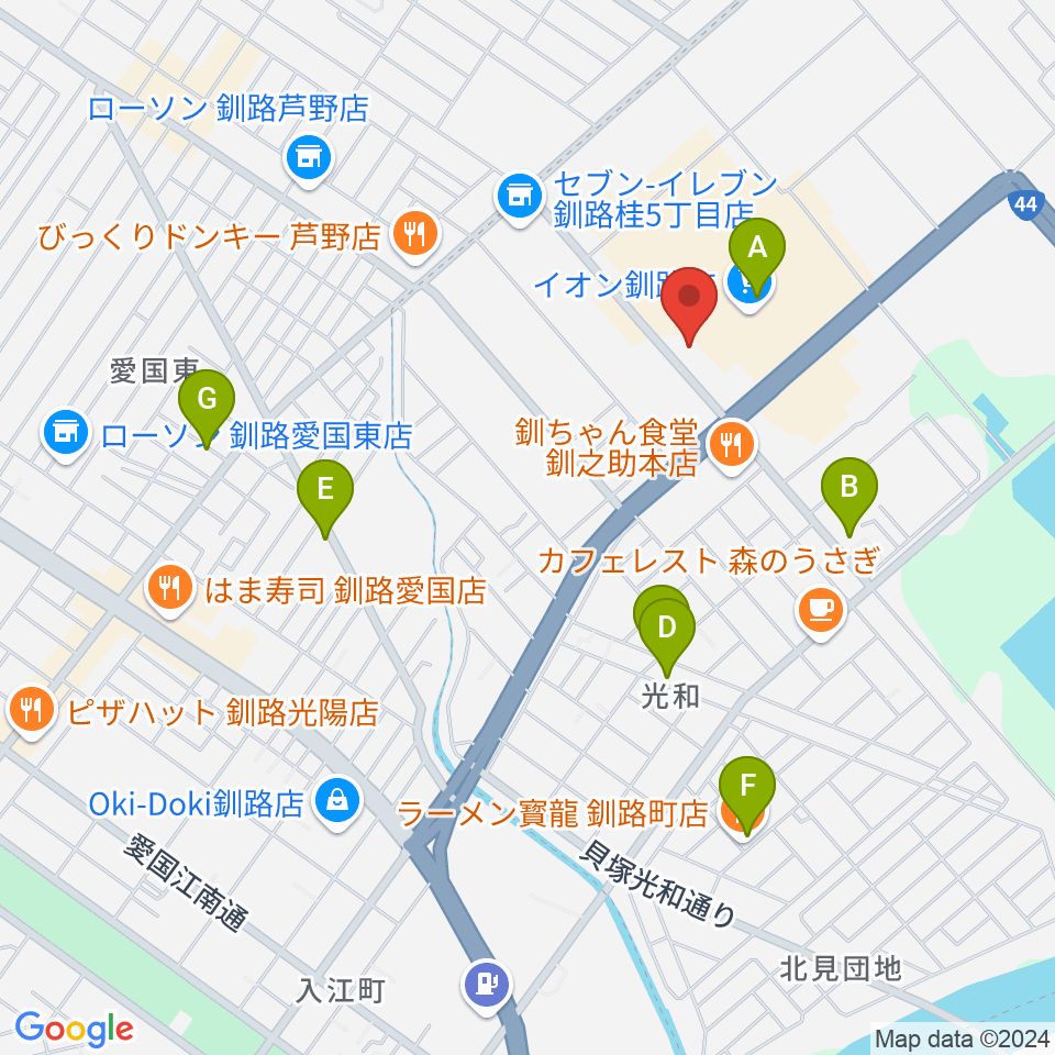 イオンシネマ釧路周辺の駐車場・コインパーキング一覧地図