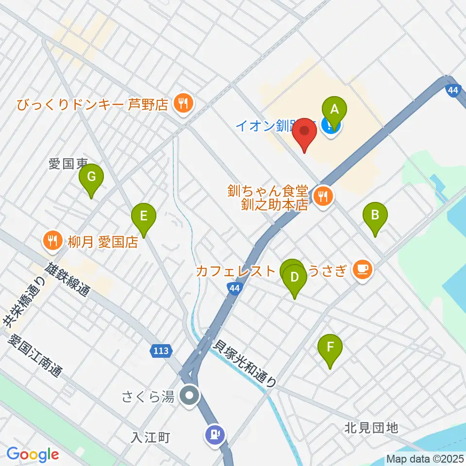 イオンシネマ釧路周辺の駐車場・コインパーキング一覧地図