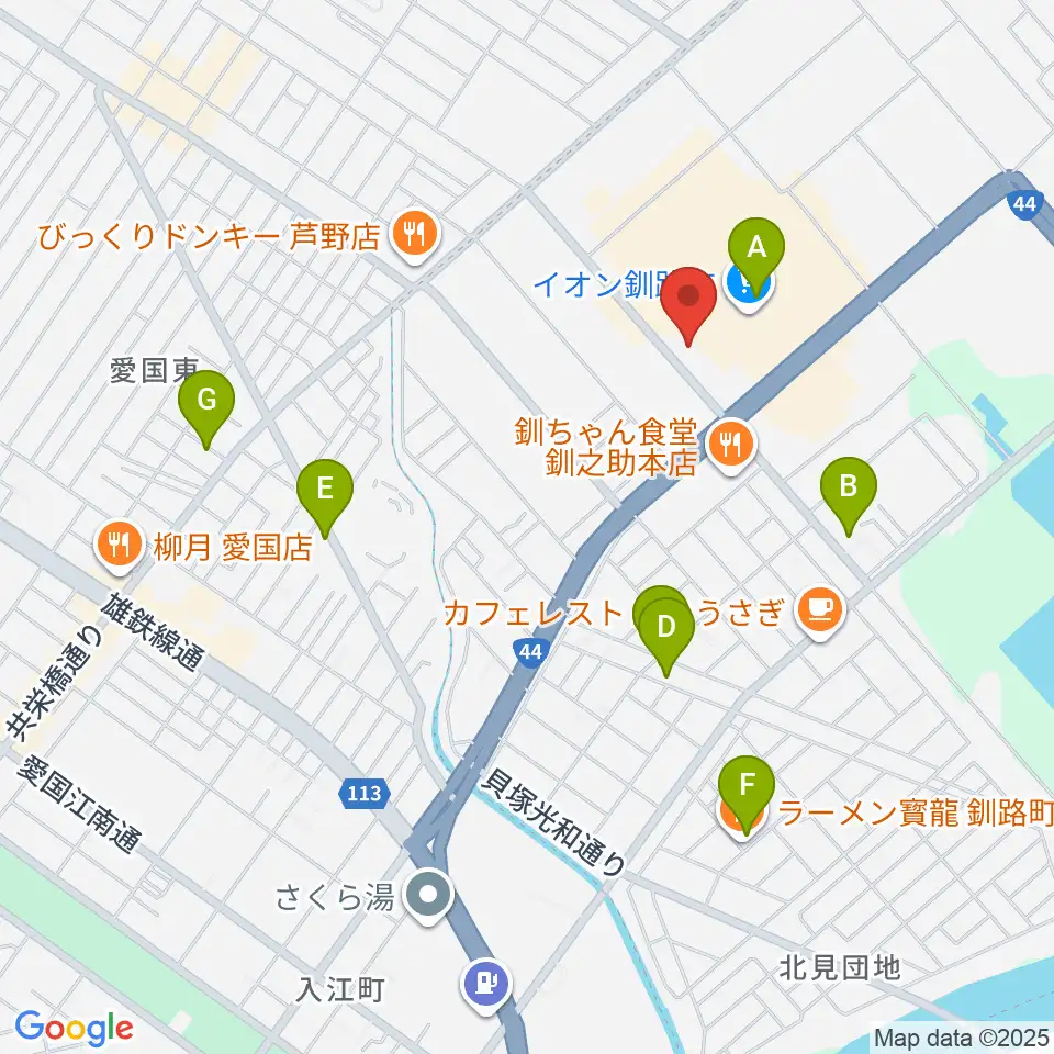 イオンシネマ釧路周辺の駐車場・コインパーキング一覧地図