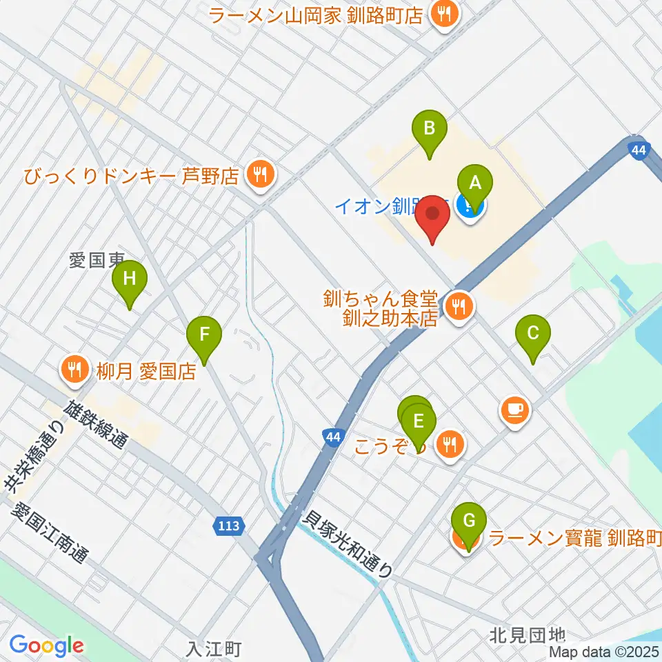 イオンシネマ釧路周辺の駐車場・コインパーキング一覧地図