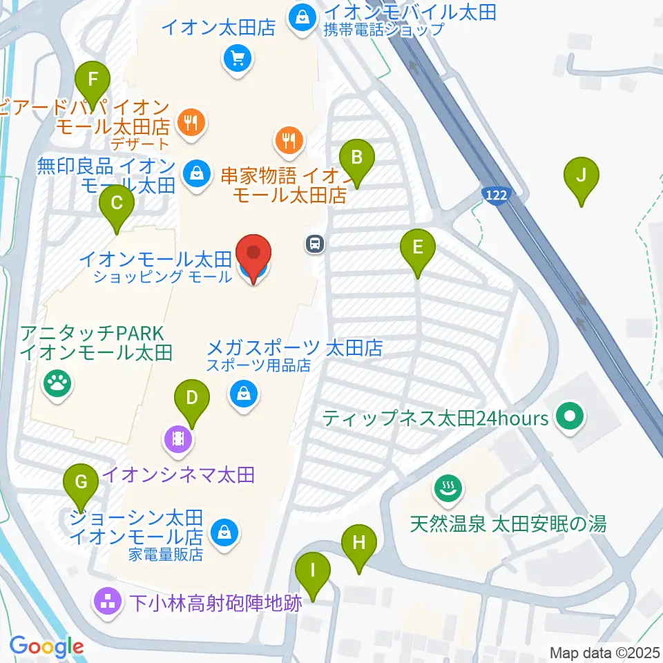 イオンシネマ太田周辺の駐車場・コインパーキング一覧地図
