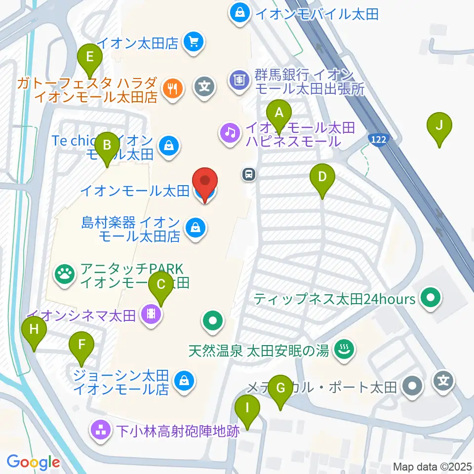 イオンシネマ太田周辺の駐車場・コインパーキング一覧地図