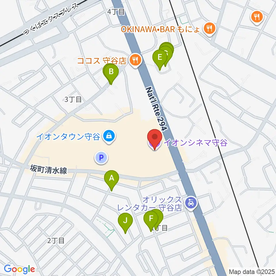 イオンシネマ守谷周辺の駐車場・コインパーキング一覧地図