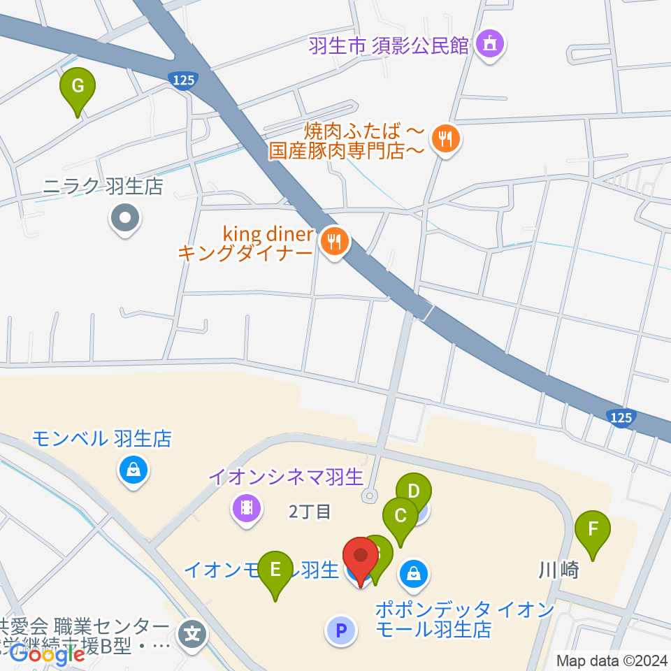 イオンシネマ羽生周辺の駐車場・コインパーキング一覧地図