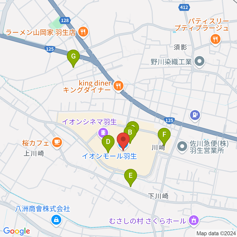 イオンシネマ羽生周辺の駐車場・コインパーキング一覧地図