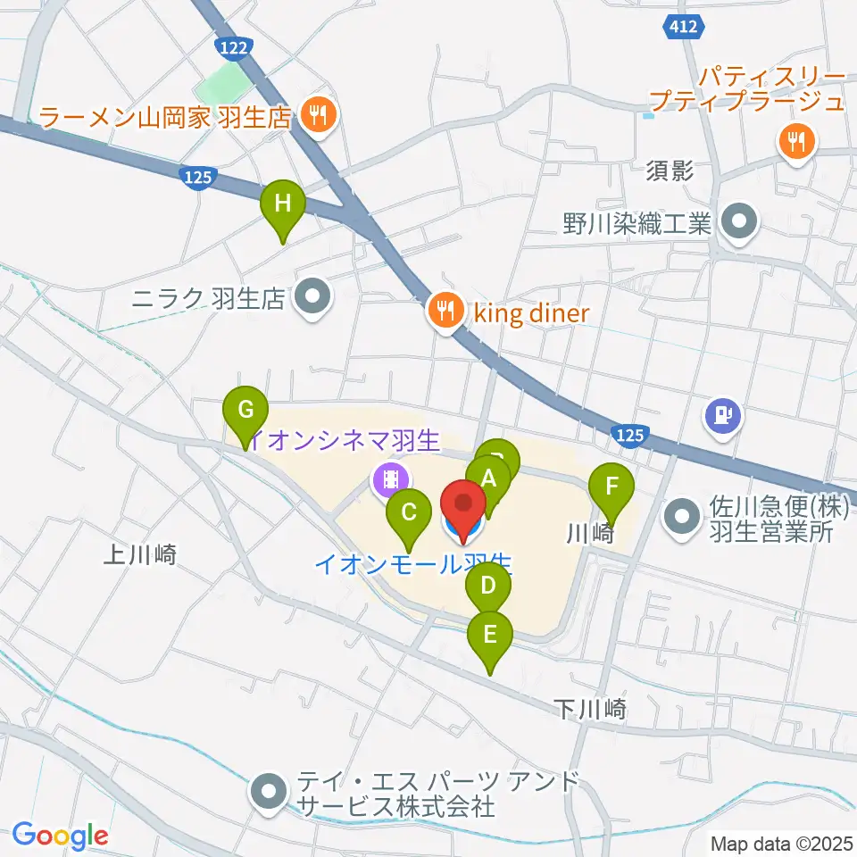イオンシネマ羽生周辺の駐車場・コインパーキング一覧地図