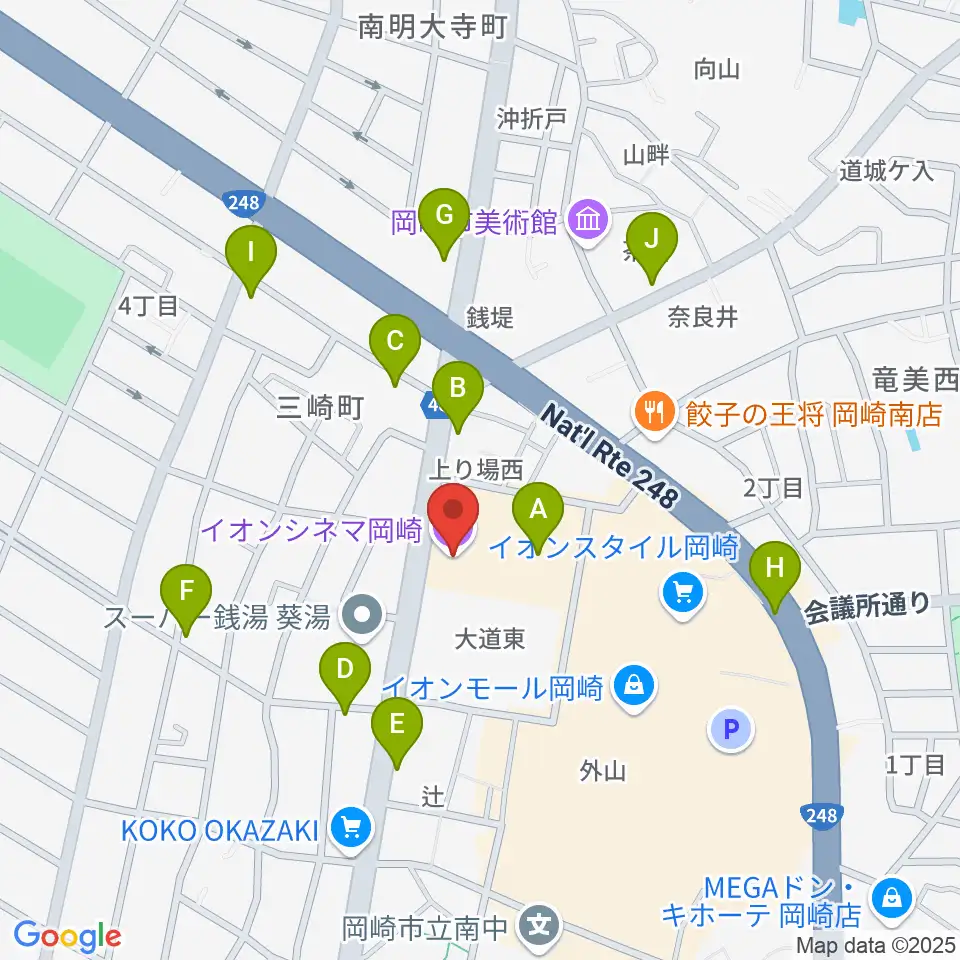 イオンシネマ岡崎周辺の駐車場・コインパーキング一覧地図