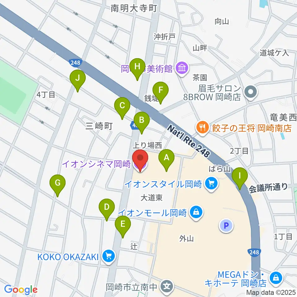 イオンシネマ岡崎周辺の駐車場・コインパーキング一覧地図