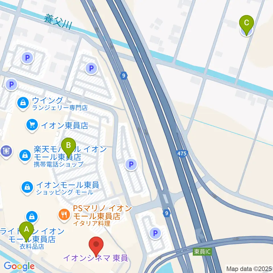 イオンシネマ東員周辺の駐車場・コインパーキング一覧地図