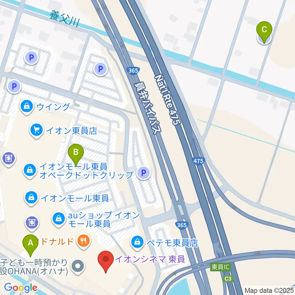 イオンシネマ東員周辺の駐車場・コインパーキング一覧地図