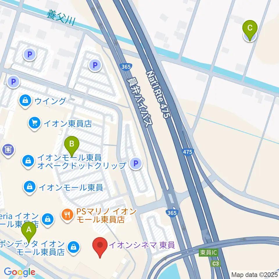 イオンシネマ東員周辺の駐車場・コインパーキング一覧地図