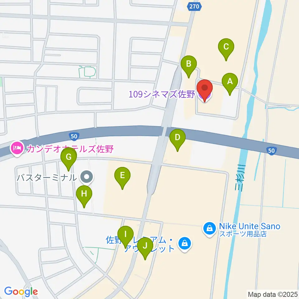 109シネマズ佐野周辺の駐車場・コインパーキング一覧地図