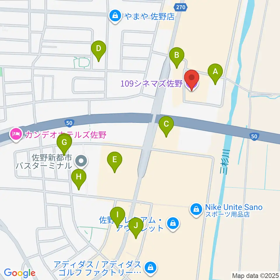 109シネマズ佐野周辺の駐車場・コインパーキング一覧地図