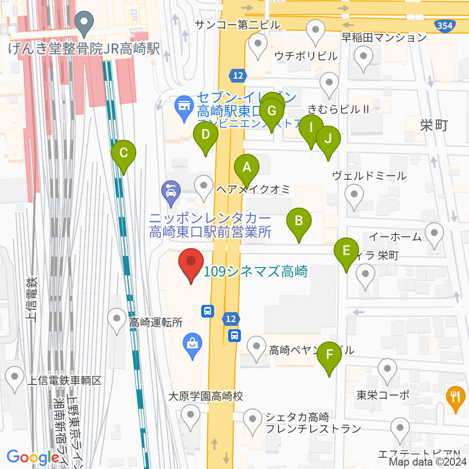 109シネマズ高崎周辺の駐車場・コインパーキング一覧地図