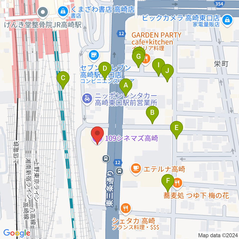 109シネマズ高崎周辺の駐車場・コインパーキング一覧地図