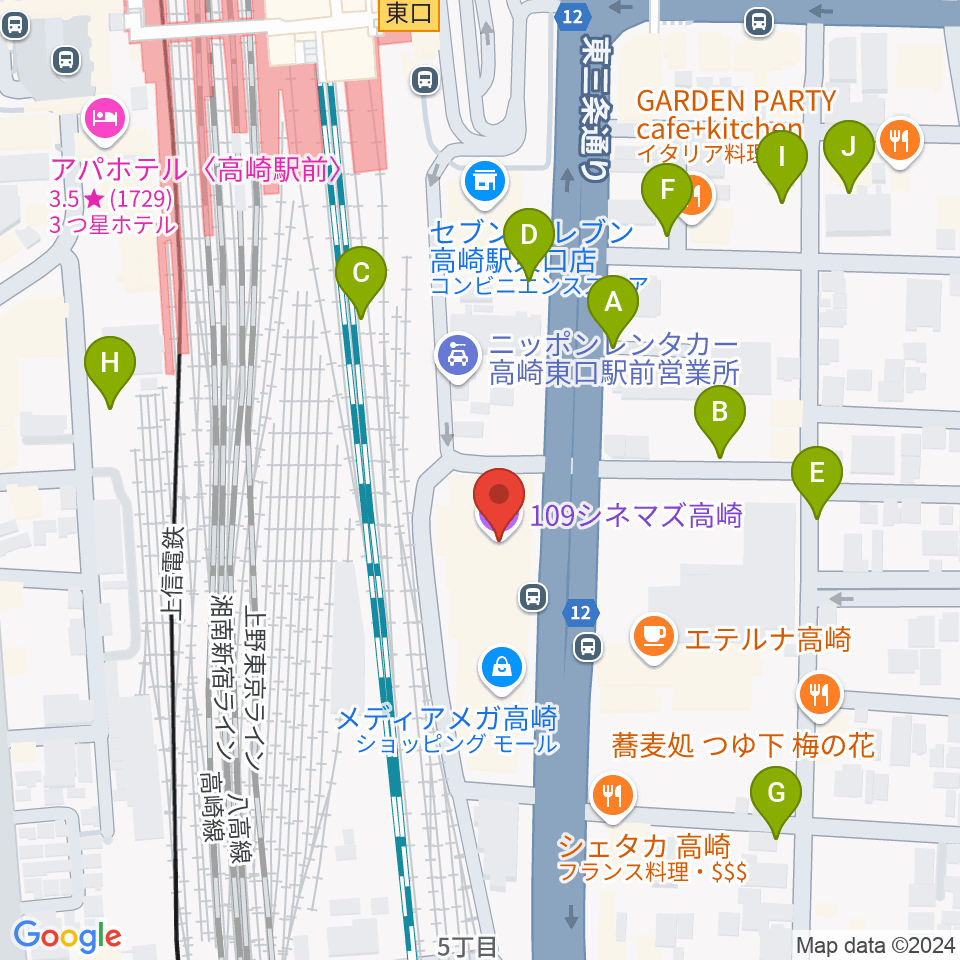 109シネマズ高崎周辺の駐車場・コインパーキング一覧地図