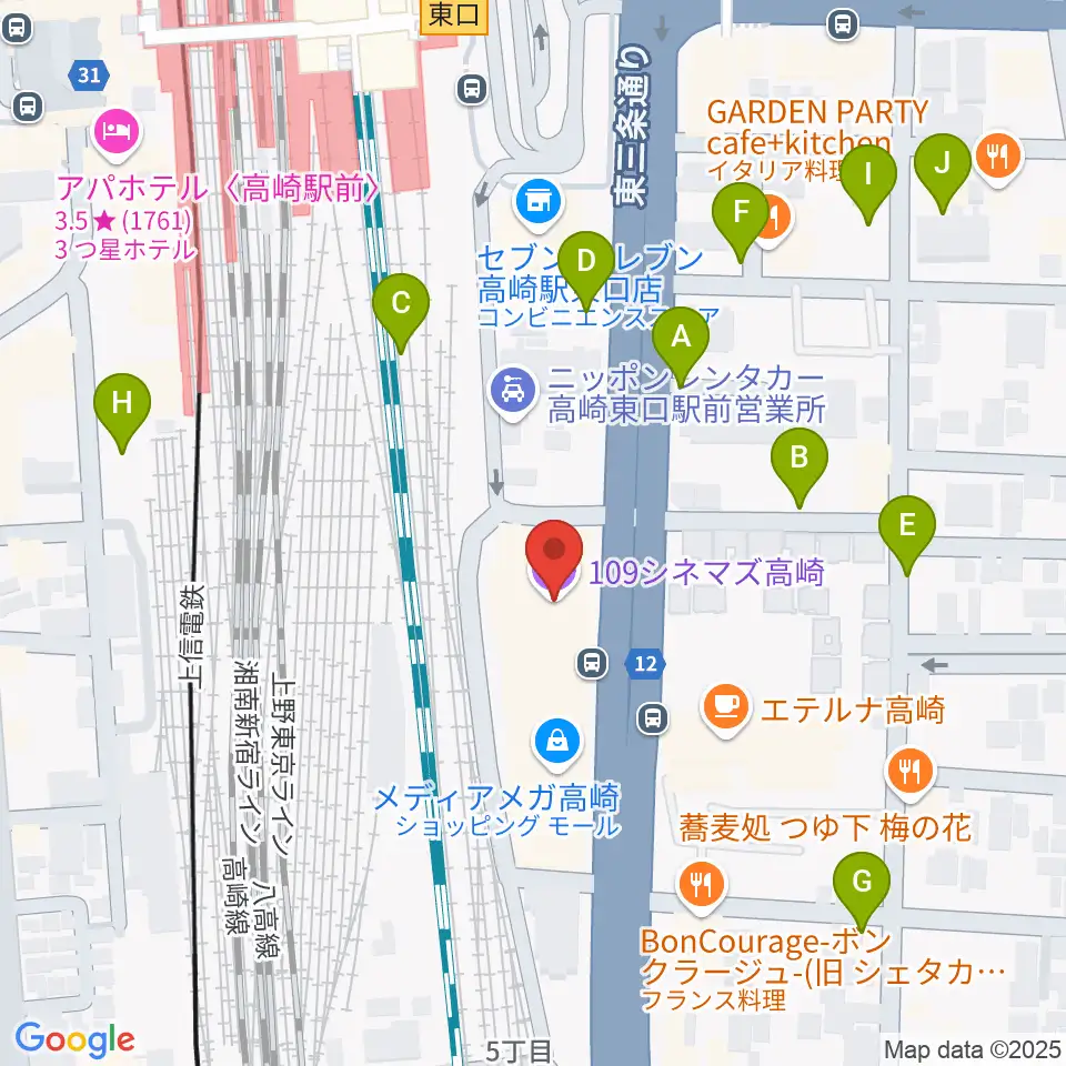 109シネマズ高崎周辺の駐車場・コインパーキング一覧地図