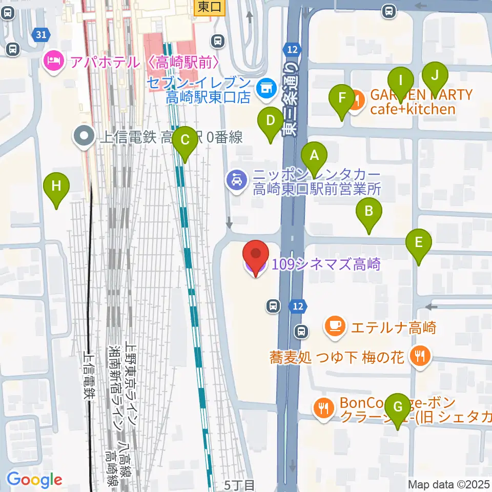 109シネマズ高崎周辺の駐車場・コインパーキング一覧地図