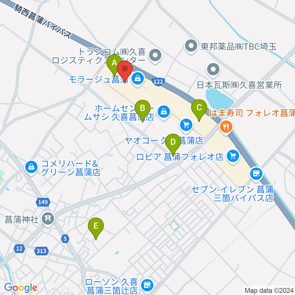 109シネマズ菖蒲周辺の駐車場・コインパーキング一覧地図