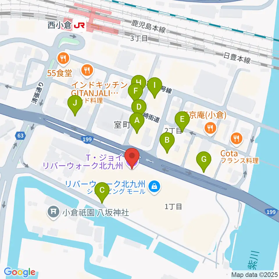 T・ジョイ リバーウォーク北九州周辺の駐車場・コインパーキング一覧地図
