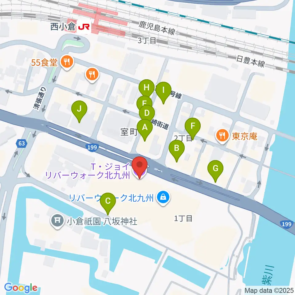 T・ジョイ リバーウォーク北九州周辺の駐車場・コインパーキング一覧地図