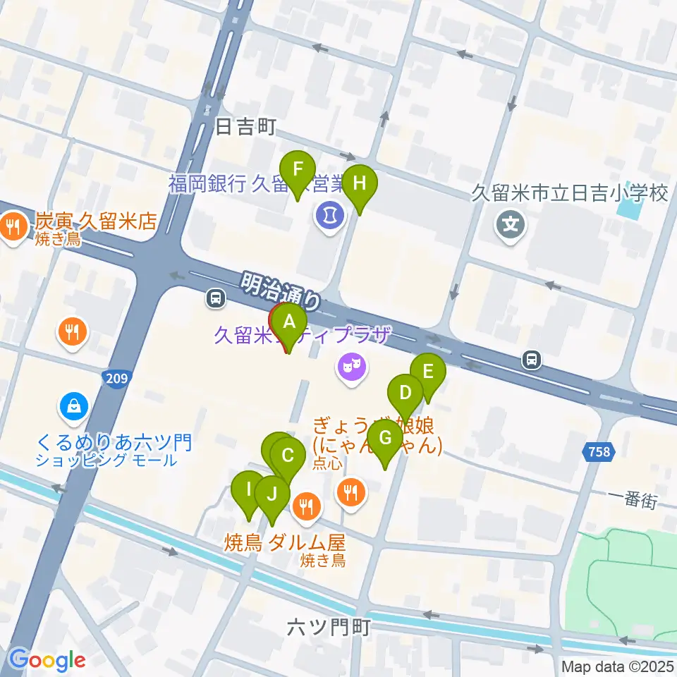 小川楽器 久留米シティプラザ店周辺の駐車場・コインパーキング一覧地図