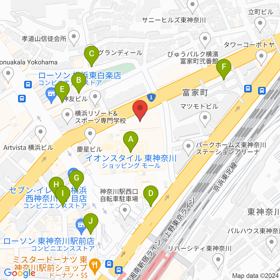 神奈川公会堂周辺の駐車場・コインパーキング一覧地図