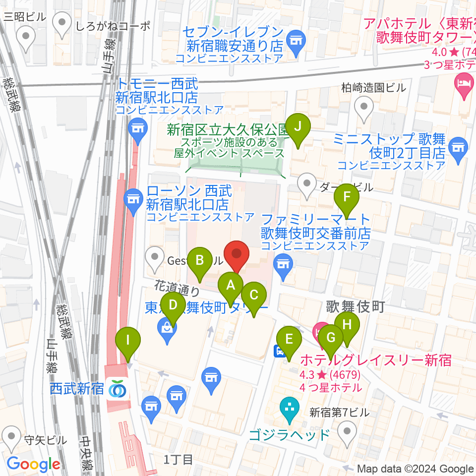 ちんだみ三線店 新宿店周辺の駐車場・コインパーキング一覧地図