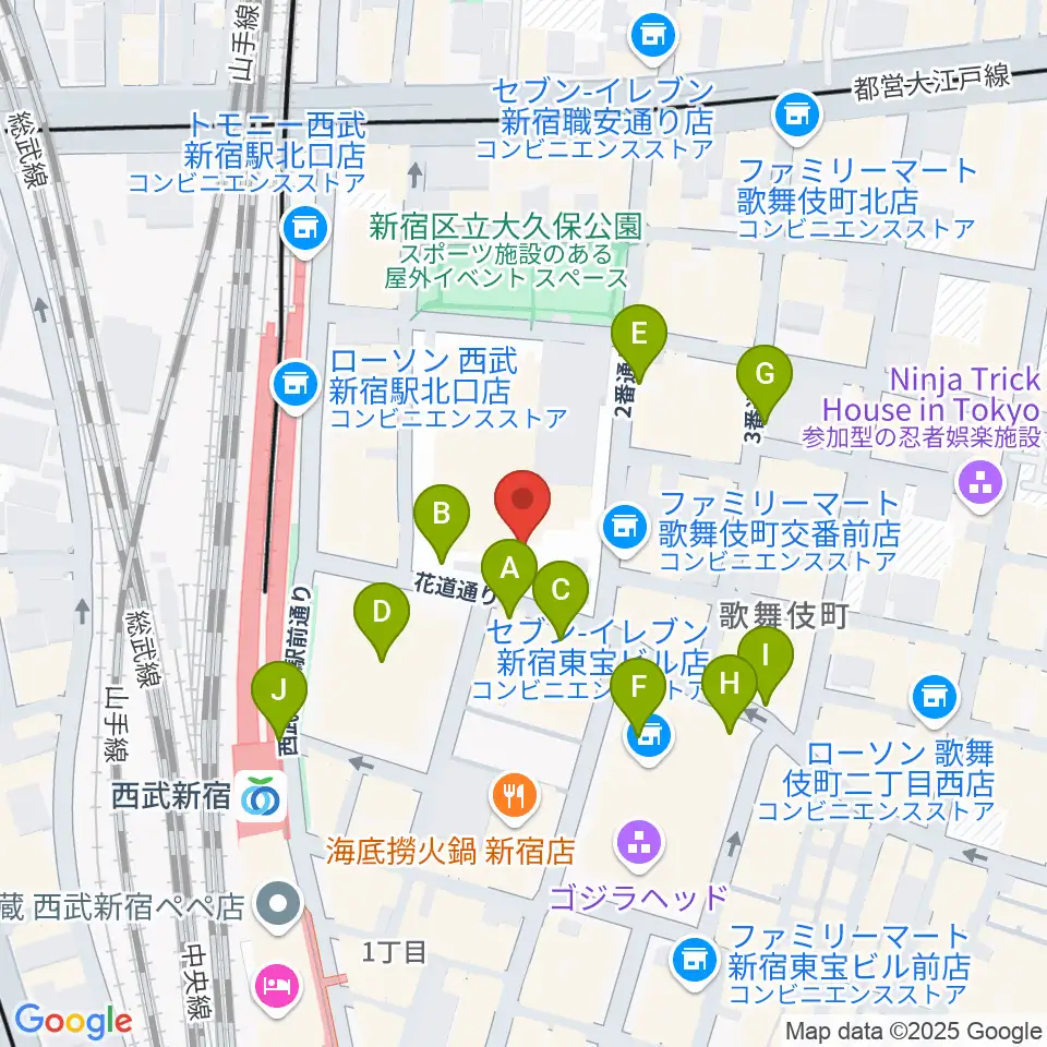 ちんだみ三線店 新宿店周辺の駐車場・コインパーキング一覧地図
