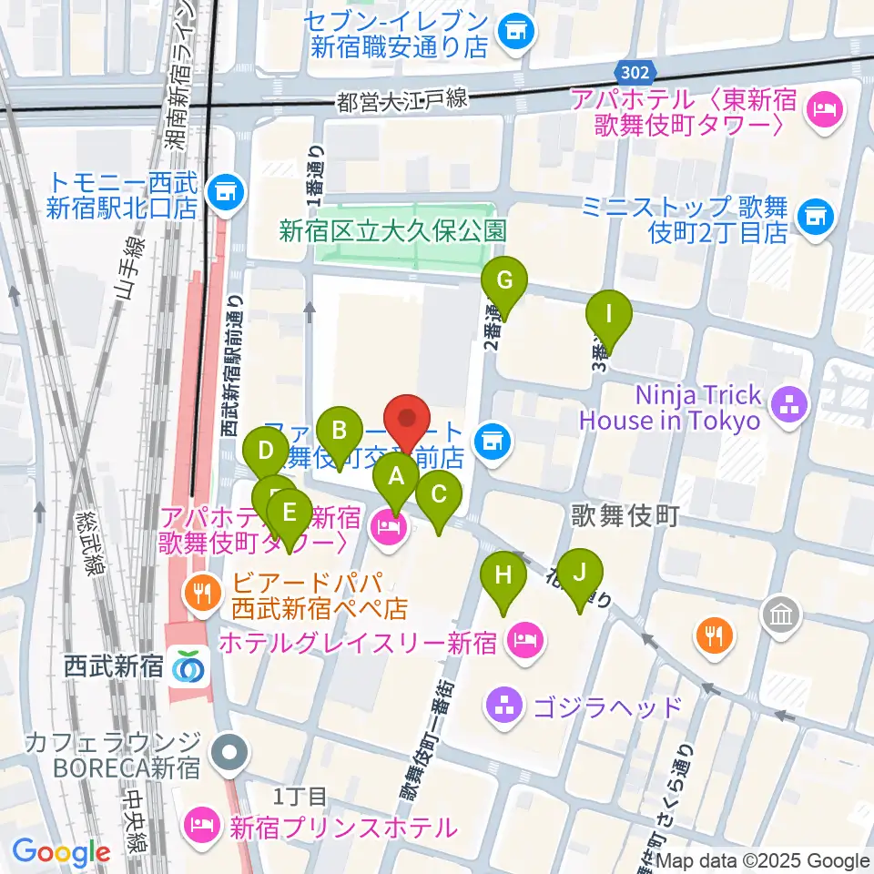 ちんだみ三線店 新宿店周辺の駐車場・コインパーキング一覧地図