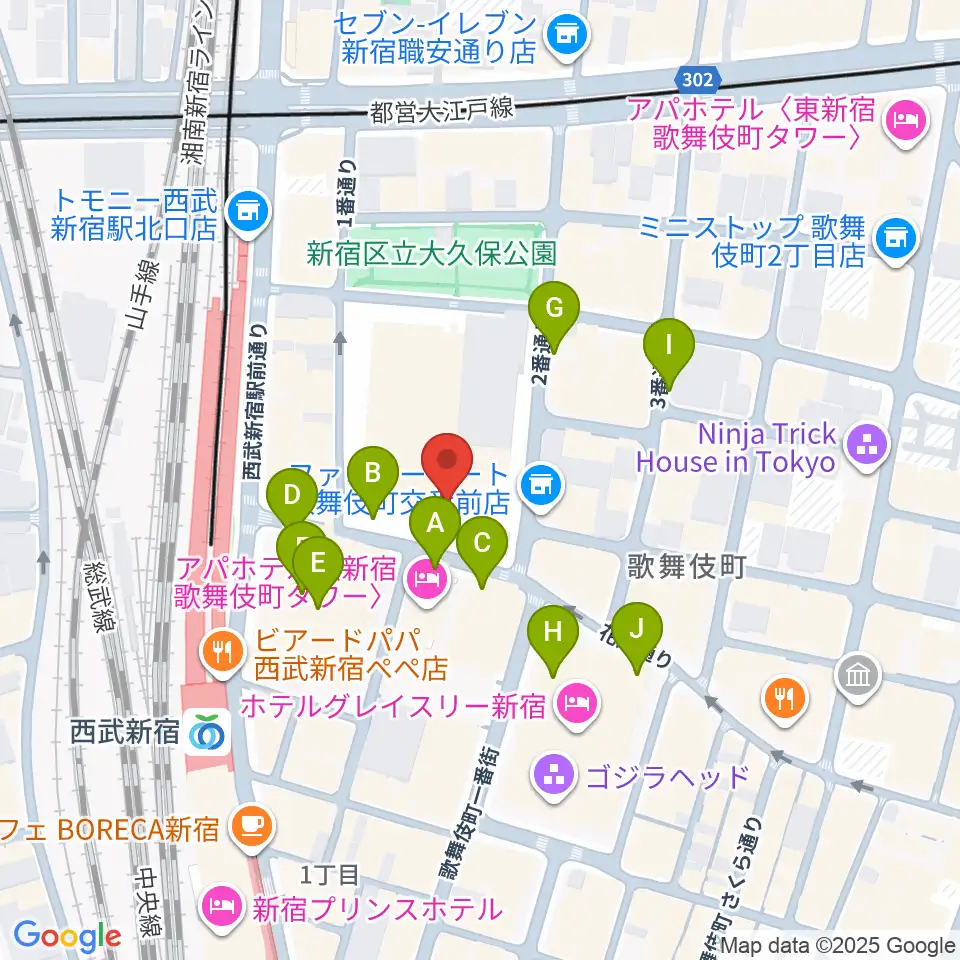 ちんだみ三線店 新宿店周辺の駐車場・コインパーキング一覧地図