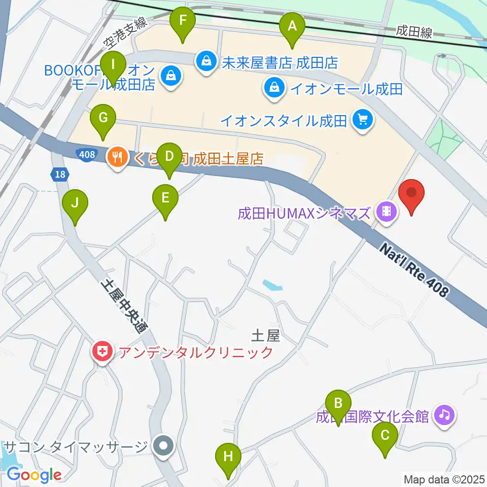 成田HUMAXシネマズ周辺の駐車場・コインパーキング一覧地図