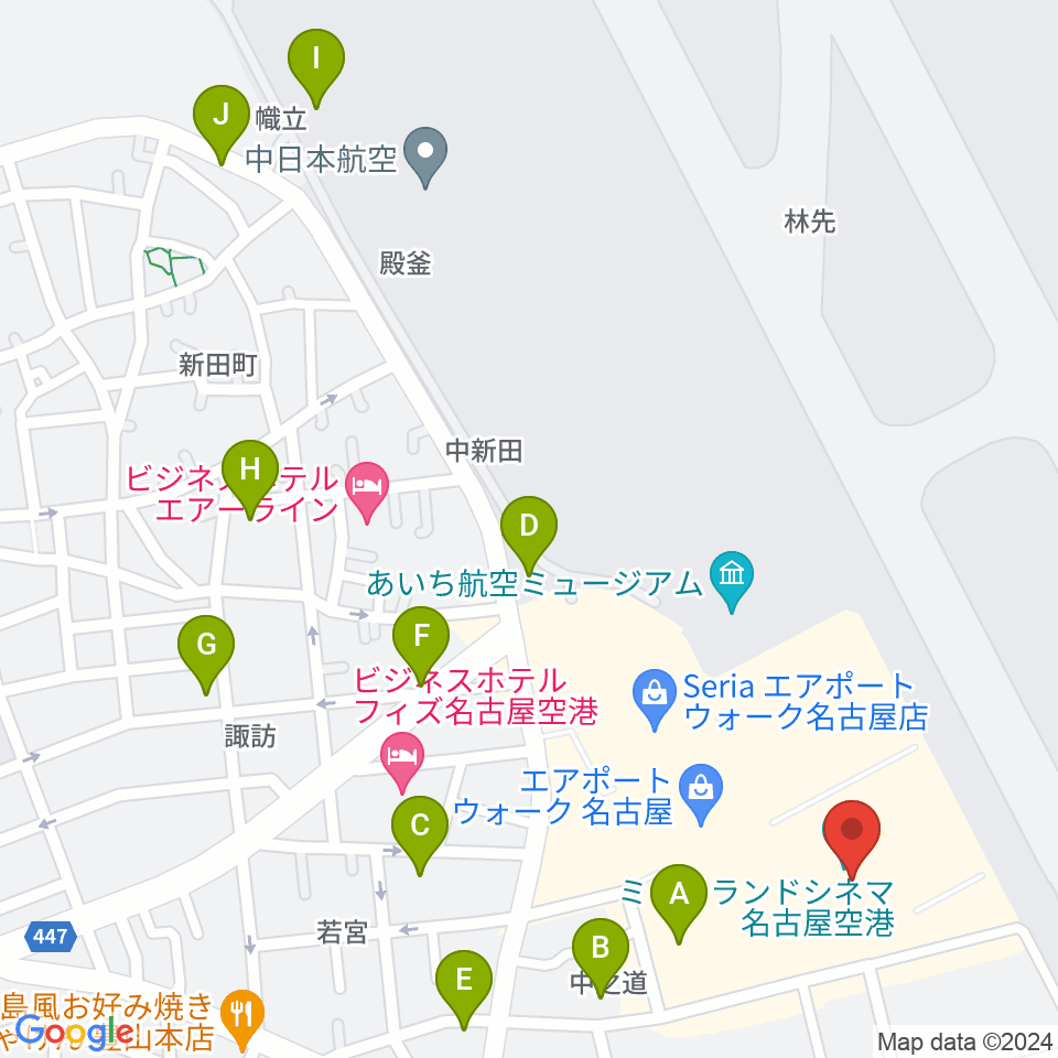 ミッドランドシネマ名古屋空港周辺の駐車場・コインパーキング一覧地図