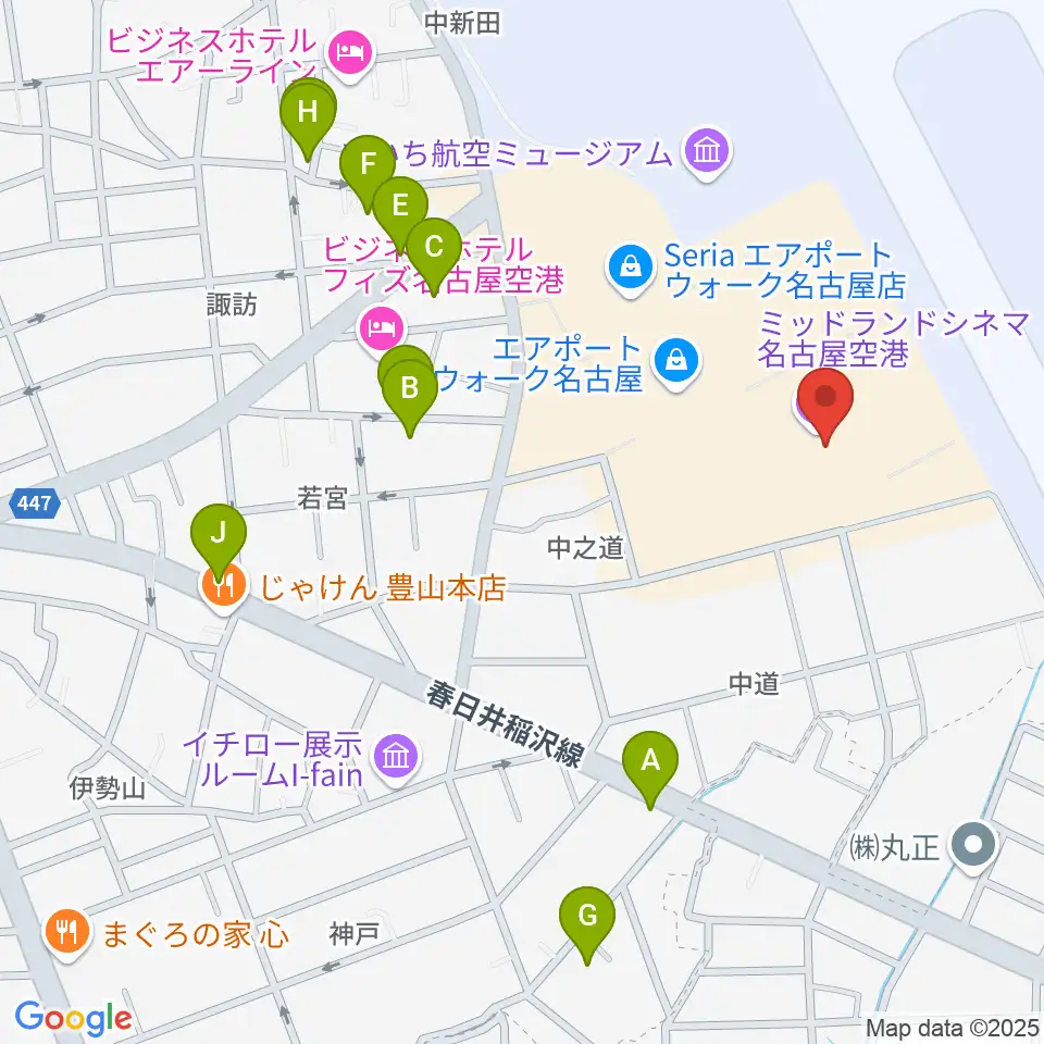 ミッドランドシネマ名古屋空港周辺の駐車場・コインパーキング一覧地図