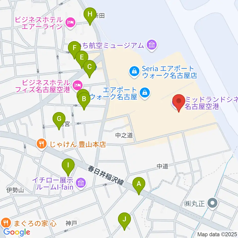 ミッドランドシネマ名古屋空港周辺の駐車場・コインパーキング一覧地図