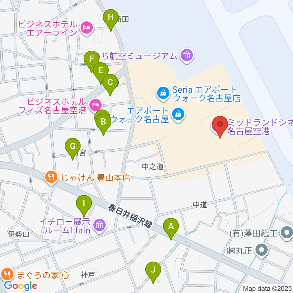 ミッドランドシネマ名古屋空港周辺の駐車場・コインパーキング一覧地図