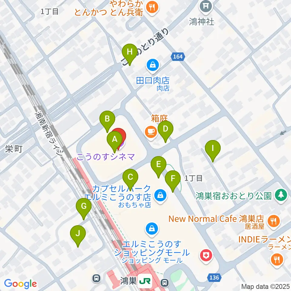 こうのすシネマ周辺の駐車場・コインパーキング一覧地図