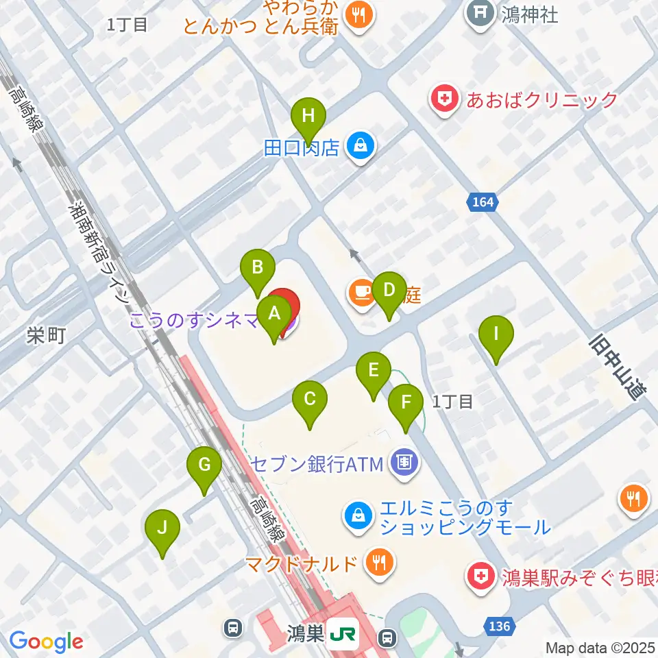こうのすシネマ周辺の駐車場・コインパーキング一覧地図