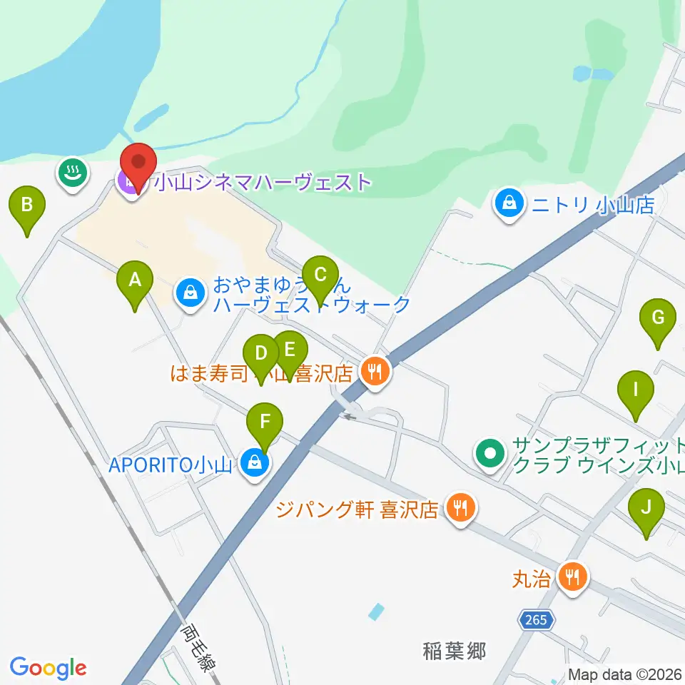 小山シネマハーヴェスト 周辺の駐車場 コインパーキング一覧マップ