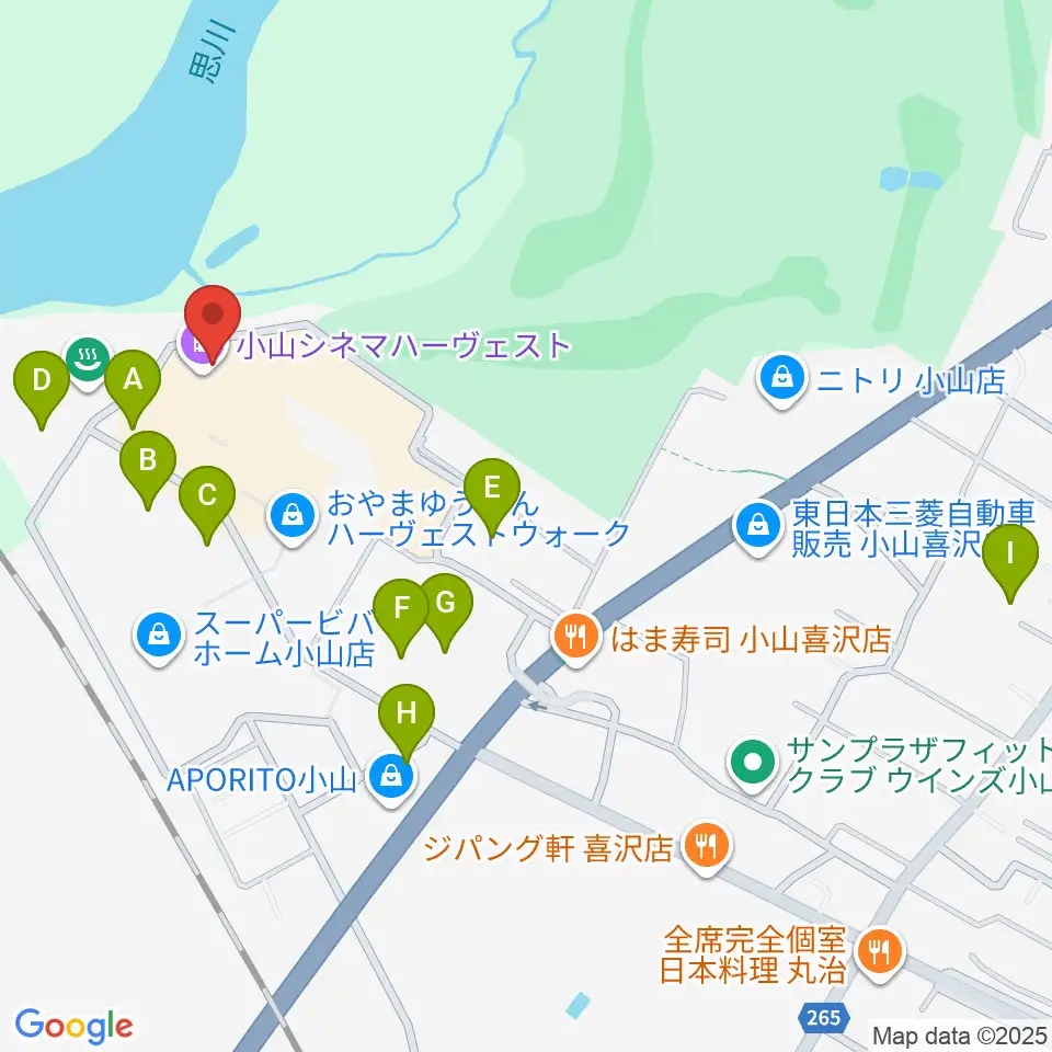 小山シネマハーヴェスト周辺の駐車場・コインパーキング一覧地図