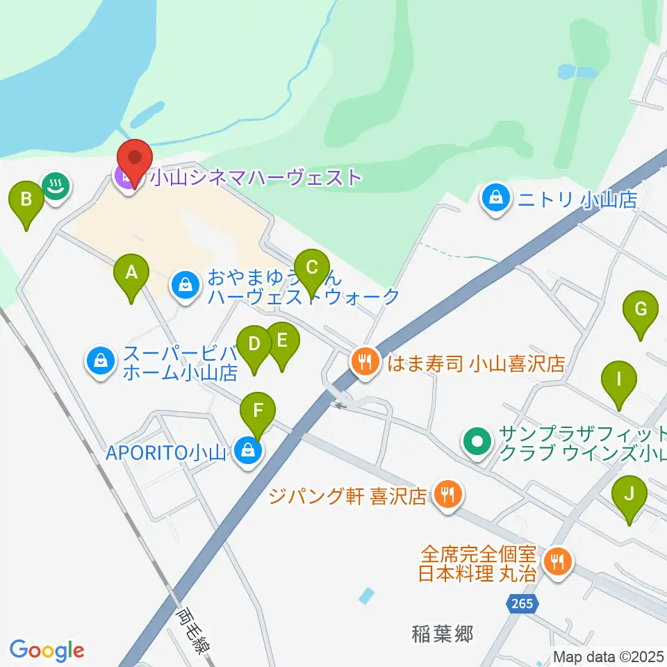 小山シネマハーヴェスト周辺の駐車場・コインパーキング一覧地図