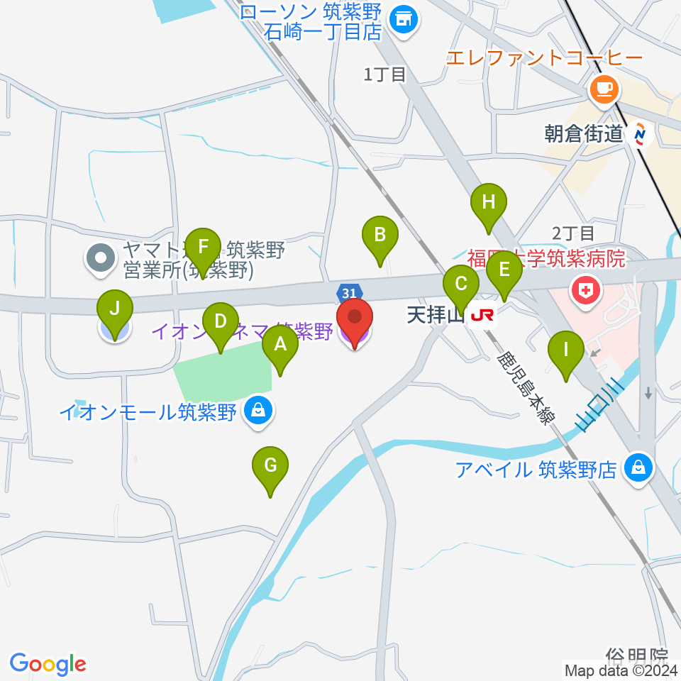 イオンシネマ筑紫野周辺の駐車場・コインパーキング一覧地図