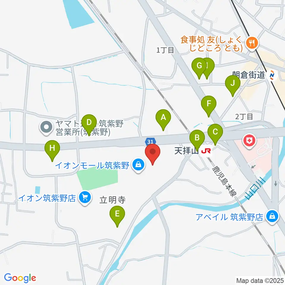 イオンシネマ筑紫野周辺の駐車場・コインパーキング一覧地図