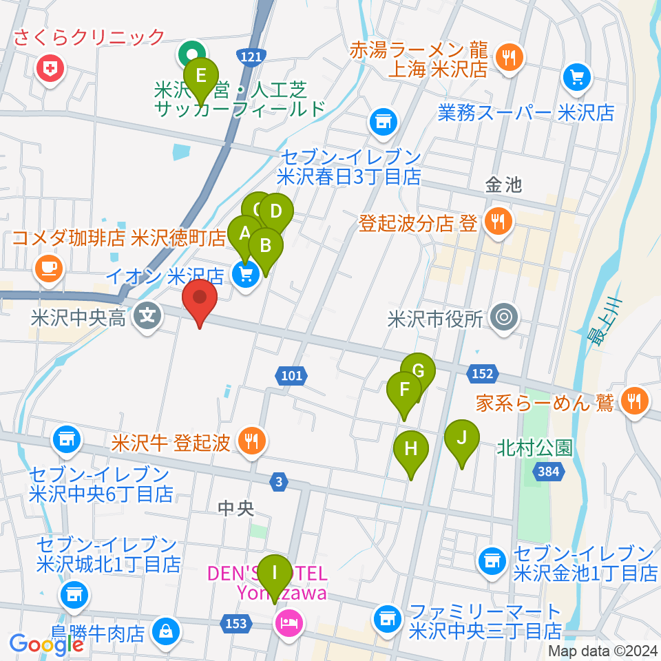 イオンシネマ米沢周辺の駐車場・コインパーキング一覧地図