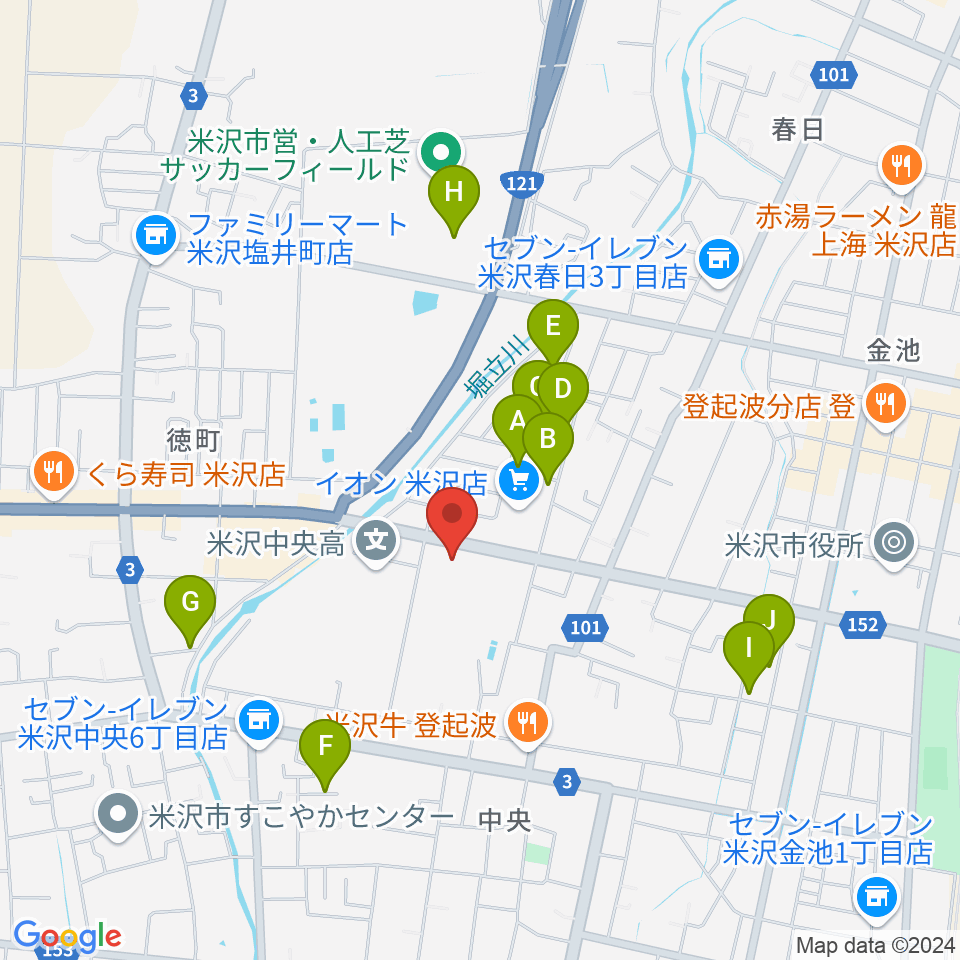 イオンシネマ米沢周辺の駐車場・コインパーキング一覧地図