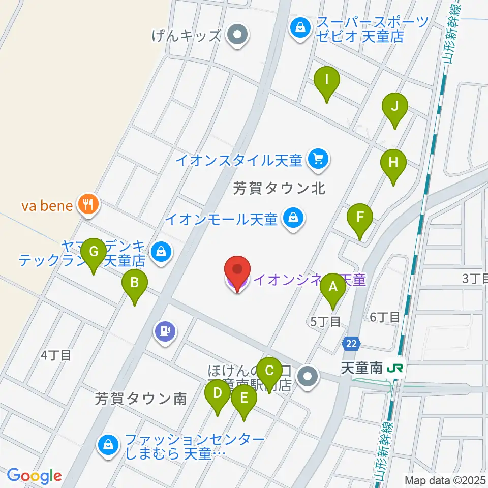 イオンシネマ天童周辺の駐車場・コインパーキング一覧地図