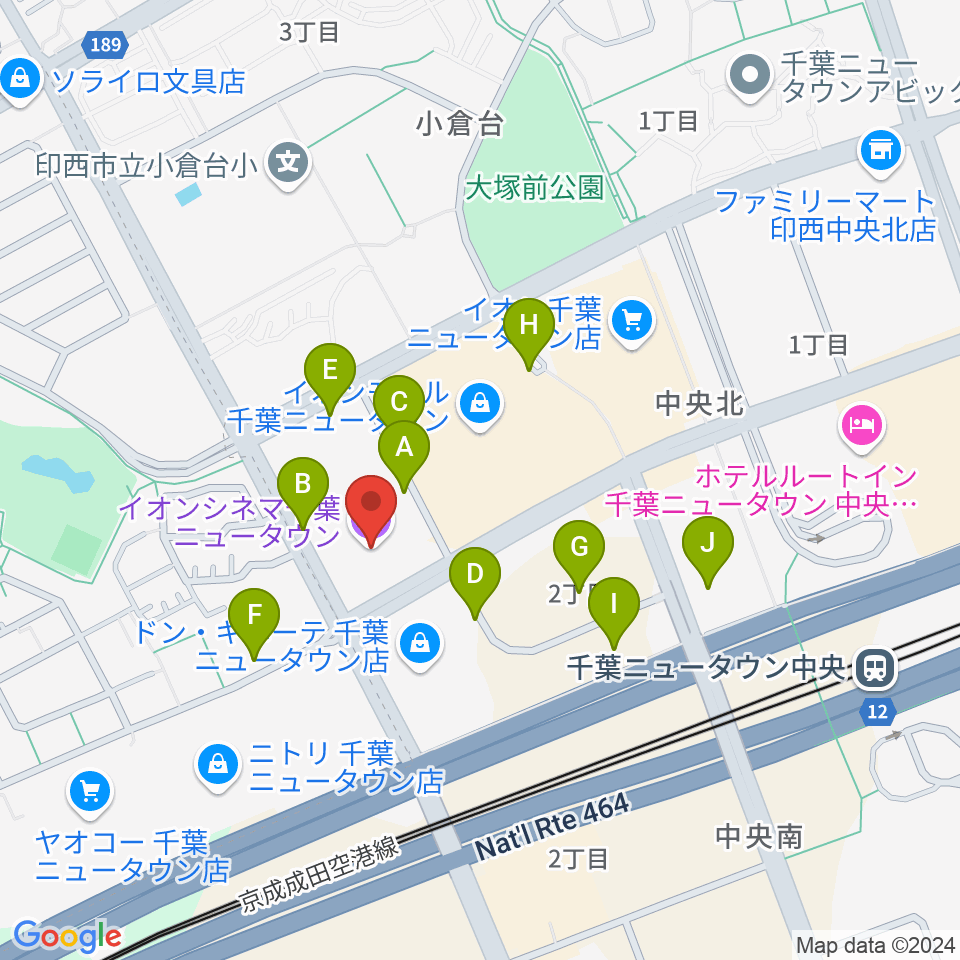 イオンシネマ千葉ニュータウン周辺の駐車場・コインパーキング一覧地図